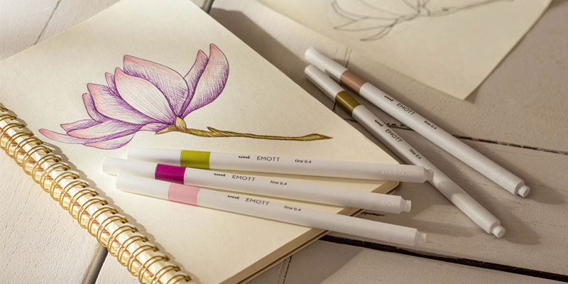apprendre à dessiner fleur magnolia tuto dessin emott uni-ball