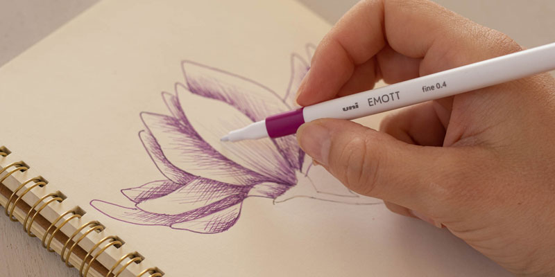 apprendre à dessiner fleur magnolia tuto dessin emott uni-ball