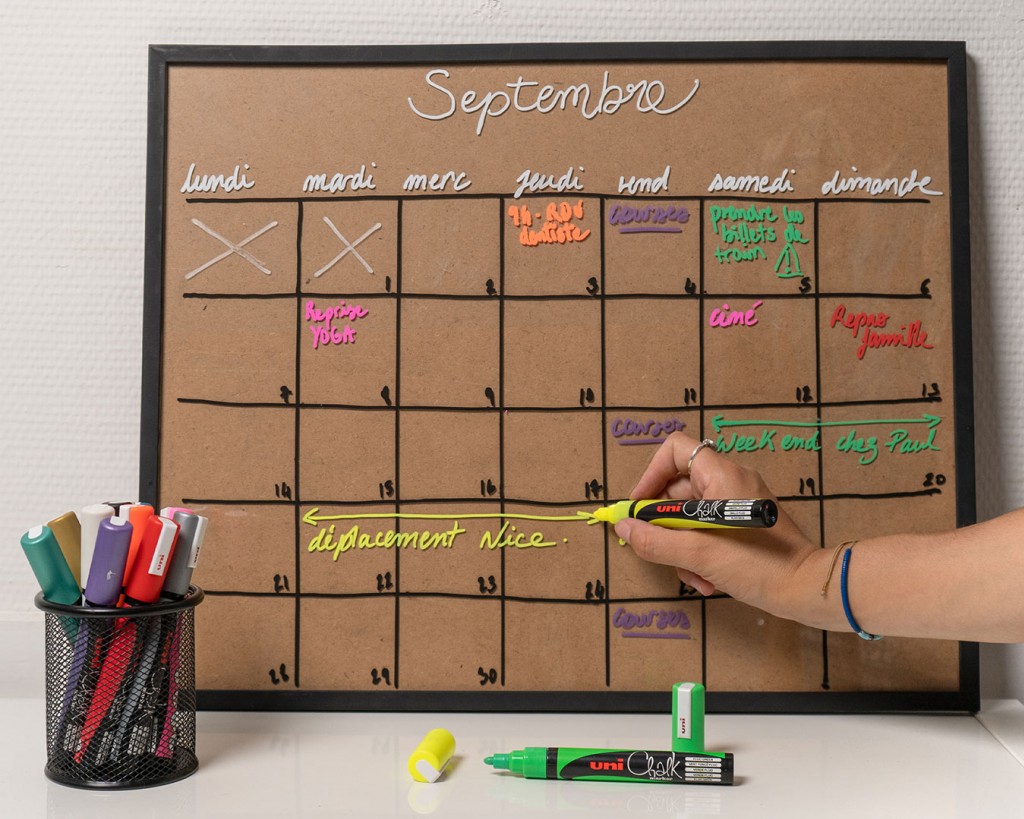 Réalise ton planning de rentrée avec les marqueurs craie CHALK