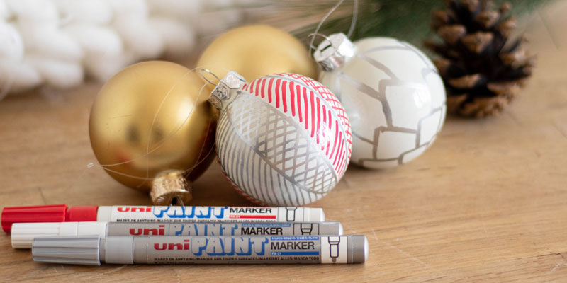 Christmas baubles paint marker uniball customised