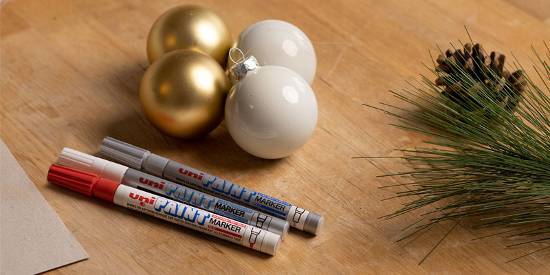 Christmas baubles paint marker uniball customised